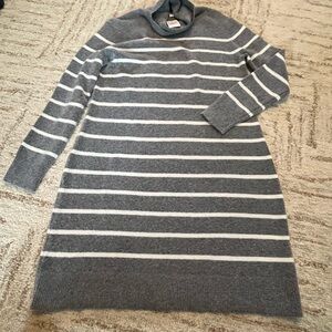 NWT J. Crew Gray and White Striped Turtleneck Sweater Dress